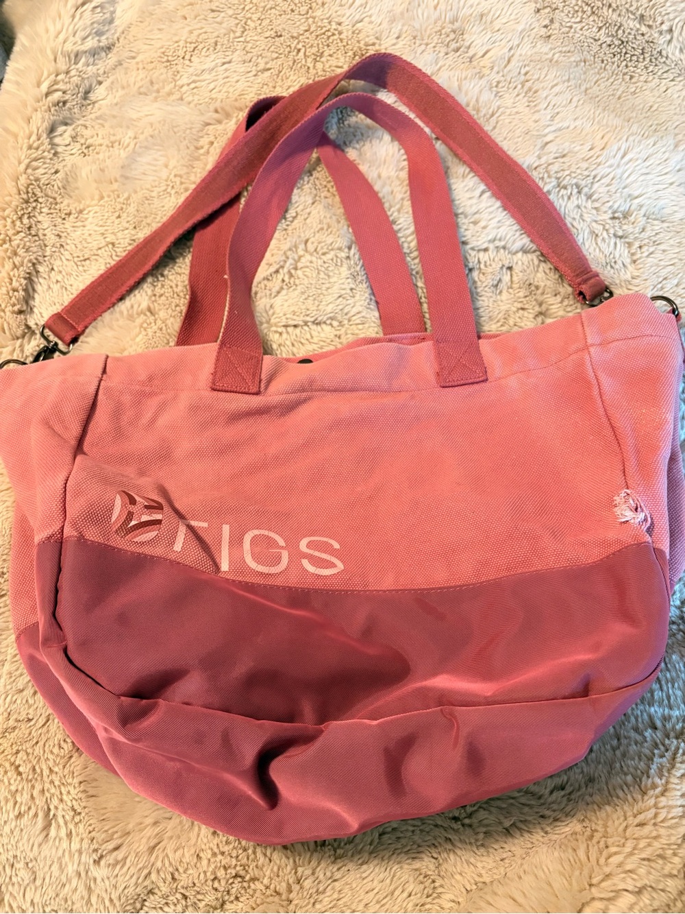 FIGS Rose-Pink Canvas Tote with Logo - Picture 2 of 4